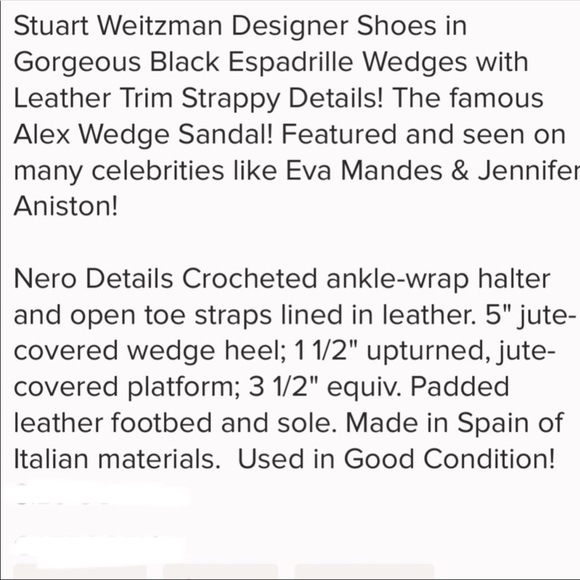 Stuart Weitzman Leather Espadrille Sandal Wedge - Picture 8 of 8